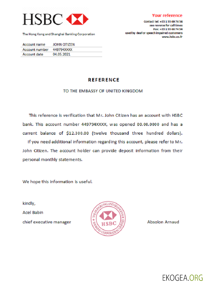 France , HSBC , référence